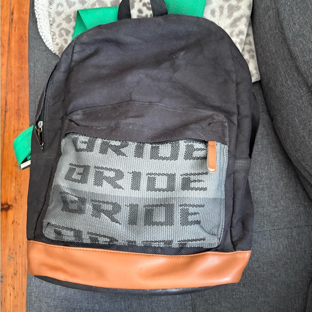 Takata Racing Style Backpack Black Green Harness Straps JDM Streetwear Bag